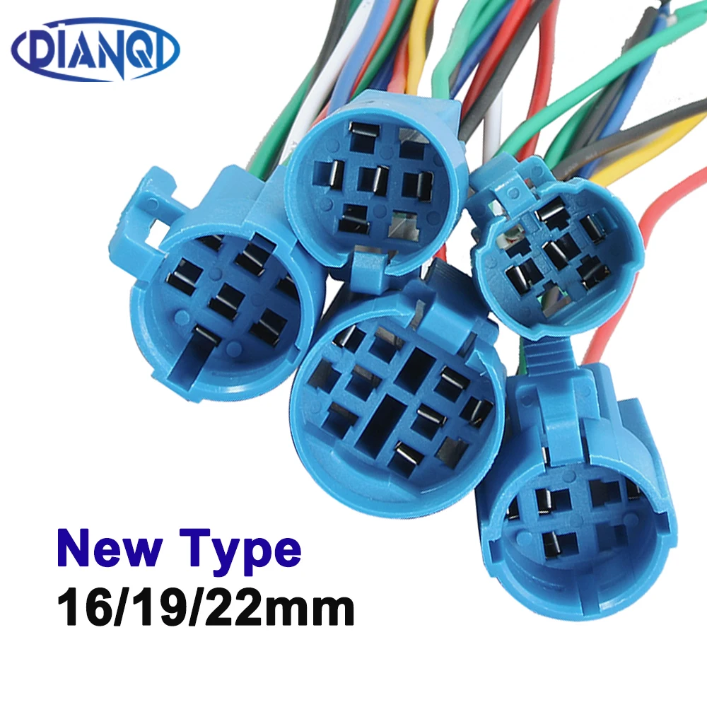 16mm 19mm 22mm New Type Socket for Metal Push Button Socket Wiring 5 Wires Stable Lamp Light Button Terminals Base 2.8mm wires