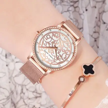 

Women Watch Hannah Martin Latest Beautiful Quartz Women's Watches 3D Engraved Skeleton Dial Lady Wristwatches Relogio Feminino