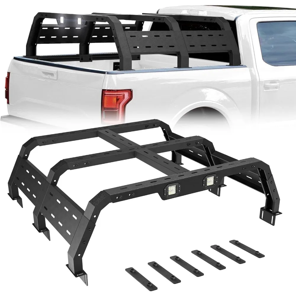 

Bed Rack for Mid Size Truck w/Bed Rails Adjustable Height 14.5'' to 17.3'' Truck Rack Overland Rack Fit Toyota Tacoma 2005-2023,