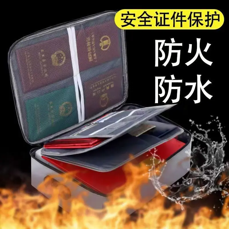 Document Storage Bag Household Password Lock Data Files Passport Multi-layer Organization Waterproof Fireproof