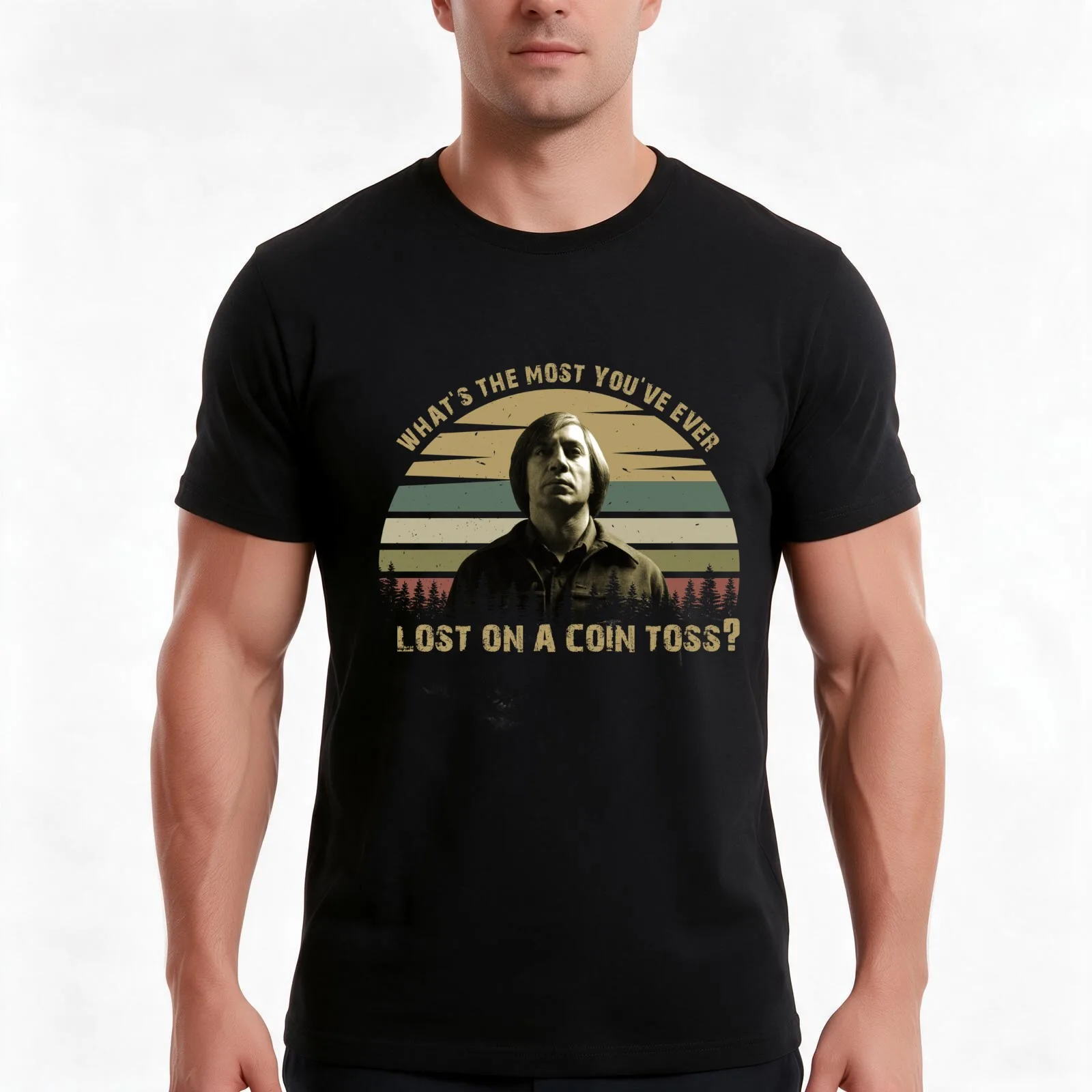 Anton Chigurh Call It Friendo vitage T-Shirt, Summer Casual Cotton Tee, Oversized Streetwear Tops, Vintage Graphic Print