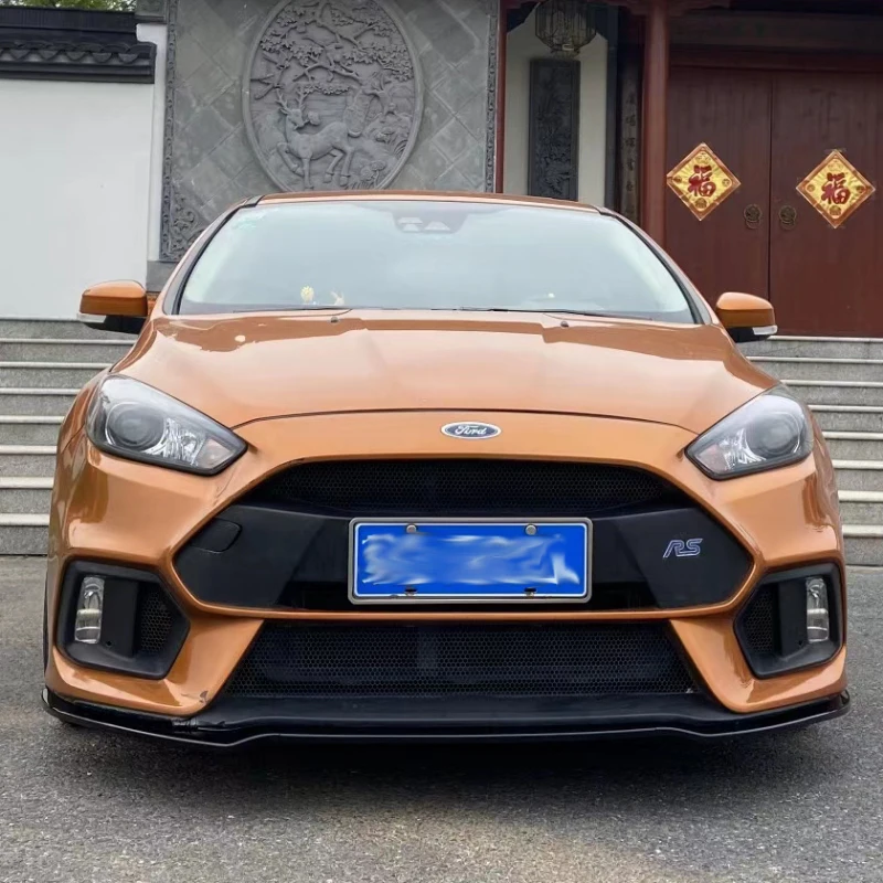 High Quality ABS Glossy Black Front Bumper Lip Spoiler Body Kit For Ford Focus RS ST 2015-2018 Modification Accessories