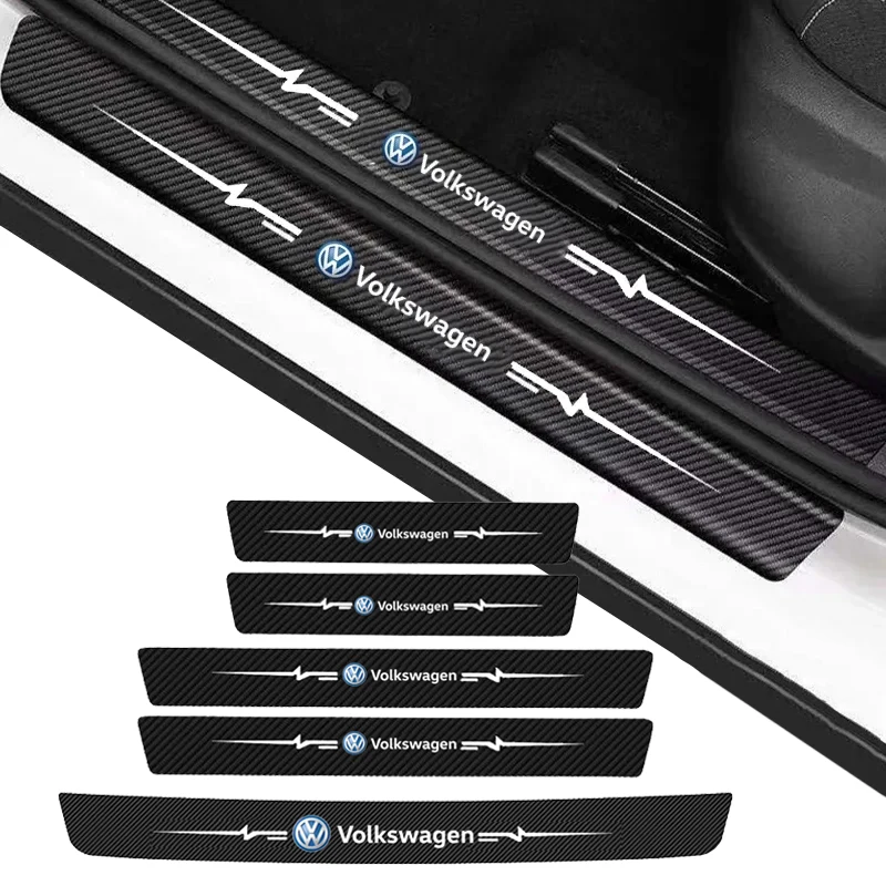 Pegatinas de umbral de coche, tira antiarañazos para alféizar de puerta, calcomanías para Volkswagen CC Passat Jetta Beetle Tiguan Touran Sagitar Scirocco