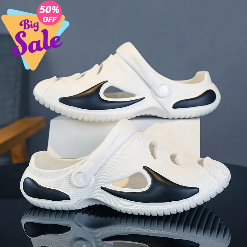 

Мужские уличные тапочки-сабо 2026 с толстой подошвой, мягкие дышащие пляжные сандалии для активного отдыха