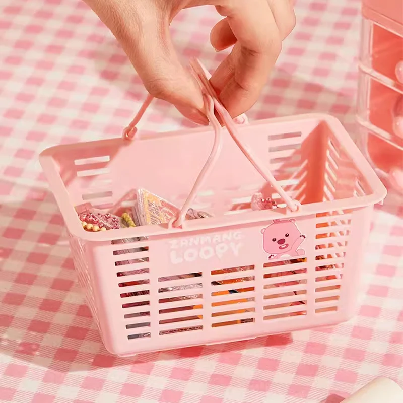Miniso Kawaii Loopy Little Beaver Hand Basket Mini Desktop Storage Basket Decoration Cute Girl Toys Birthday Gift For Girlfriend