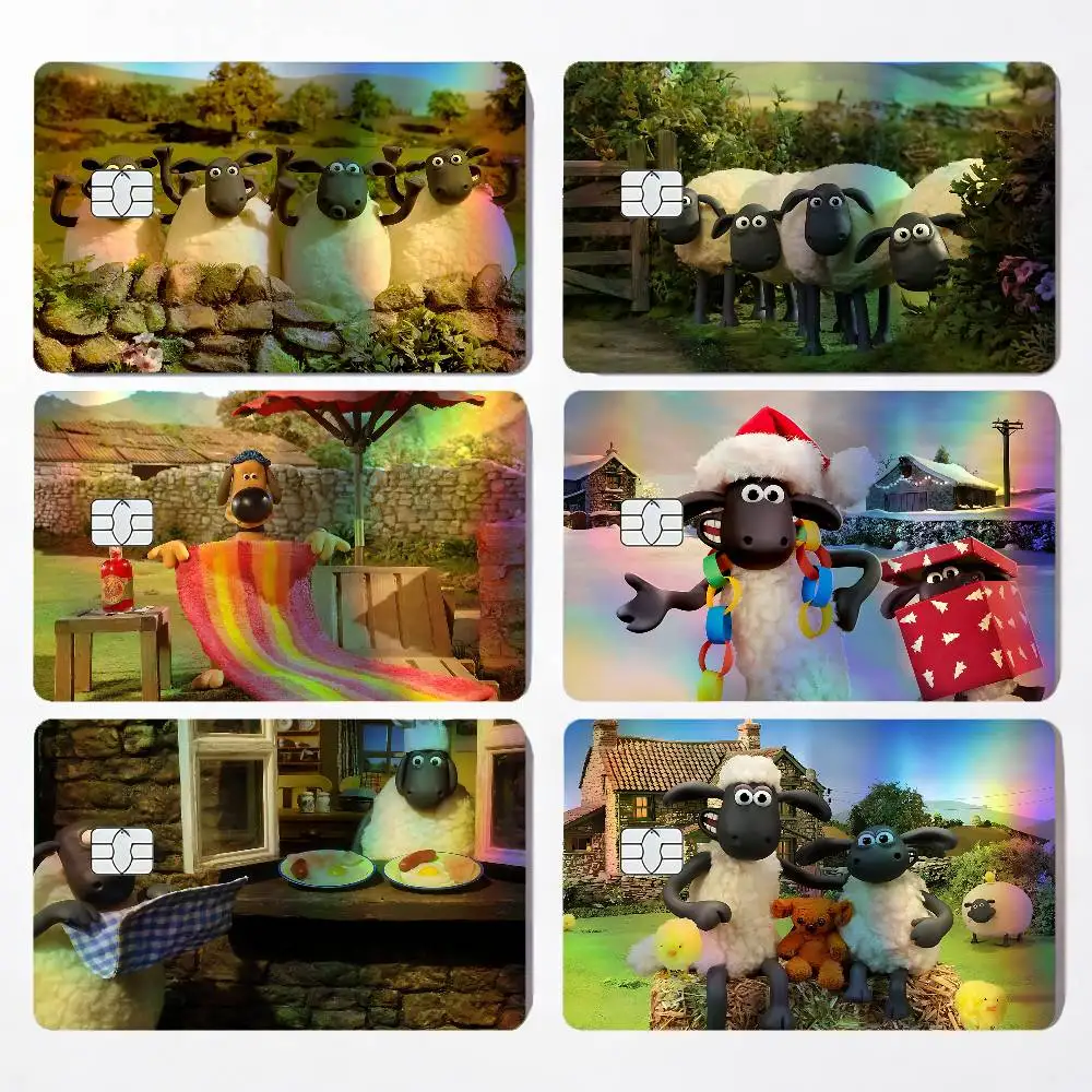 Cute Cartoon S-ShaunS S-Sheep Card Skin Sticker For Debit Credit Card Laser Reflective