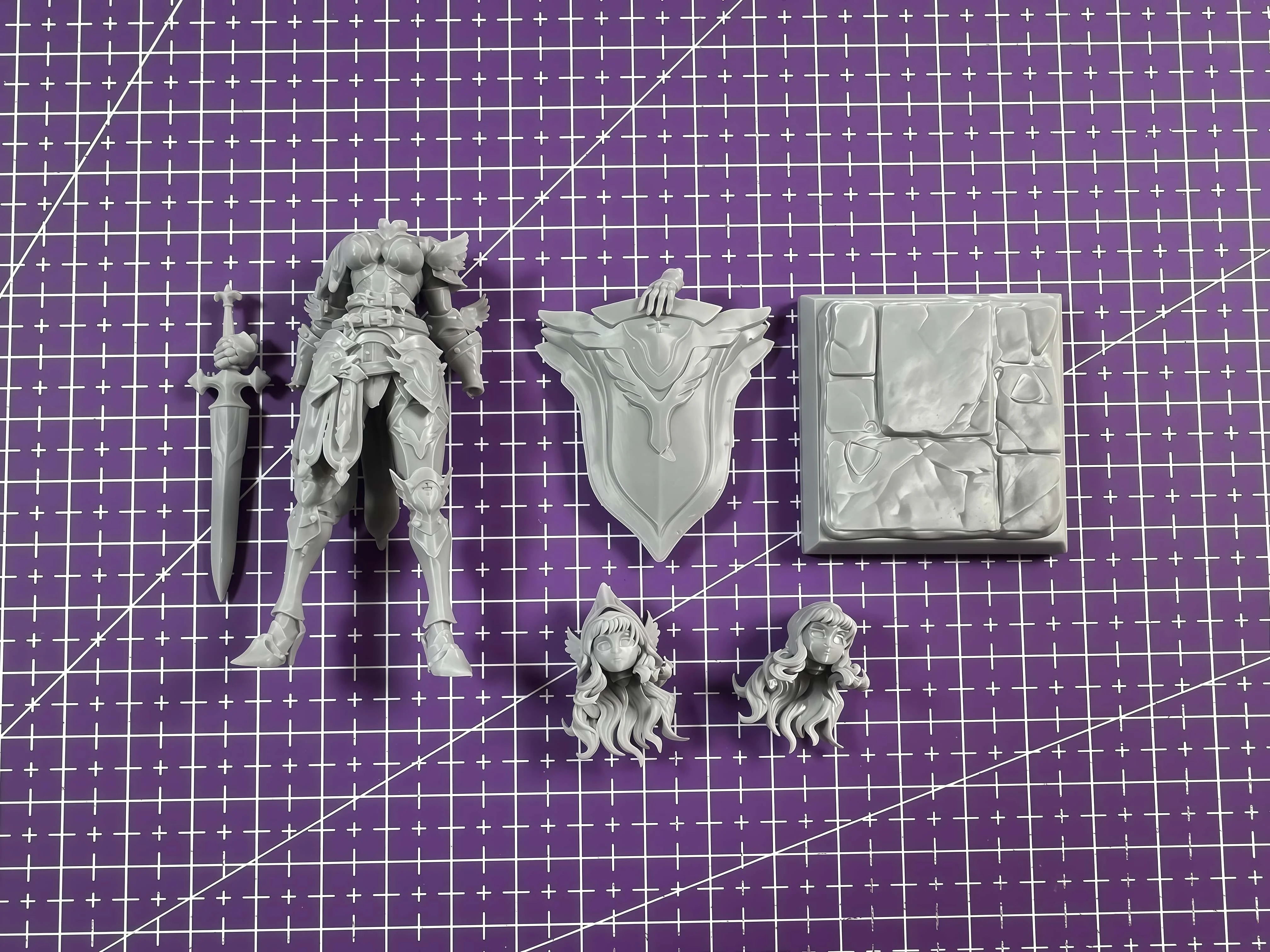 

75mm Cast Resin Model Assembly Kit, Female Knight Resin Model Toy, Unpainted 1/24