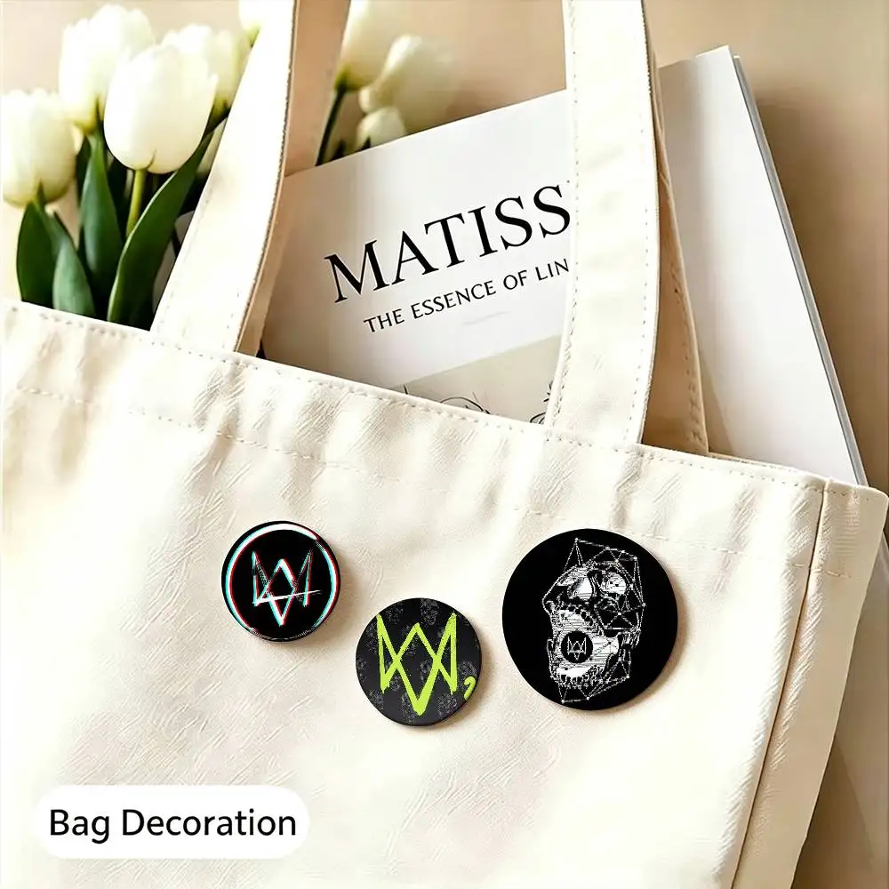 Game Watch Dogs 2 D-Dedsec  Enamel Pin Tinplate Round Brooch Cosplay Nijigen Otaku Culture Badge 25mm 32mm 44mm 58mm