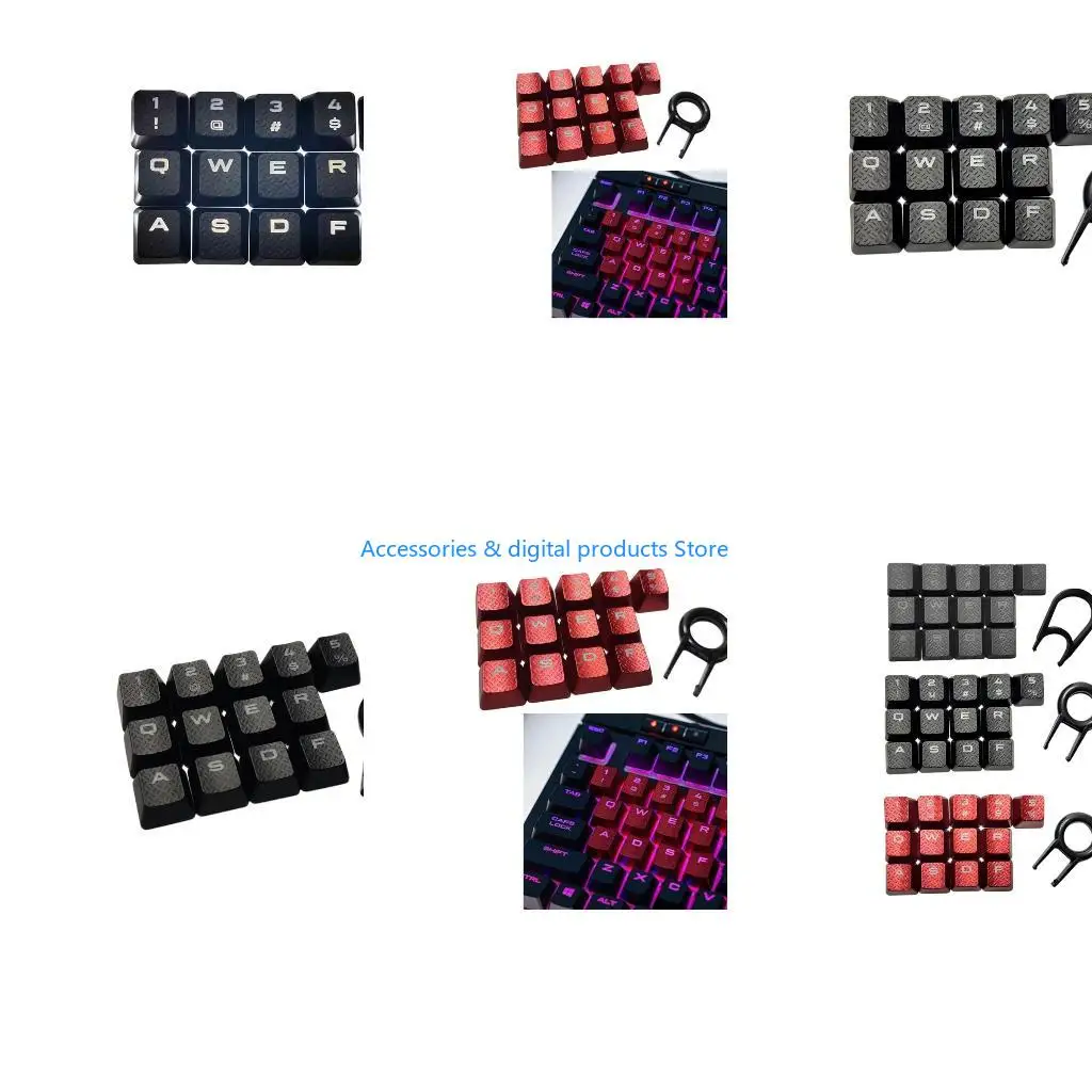 77JD 13PCS Anti Slip Textured Keycaps Backlights Caps for K70 RGBK70 K95 K90 K65