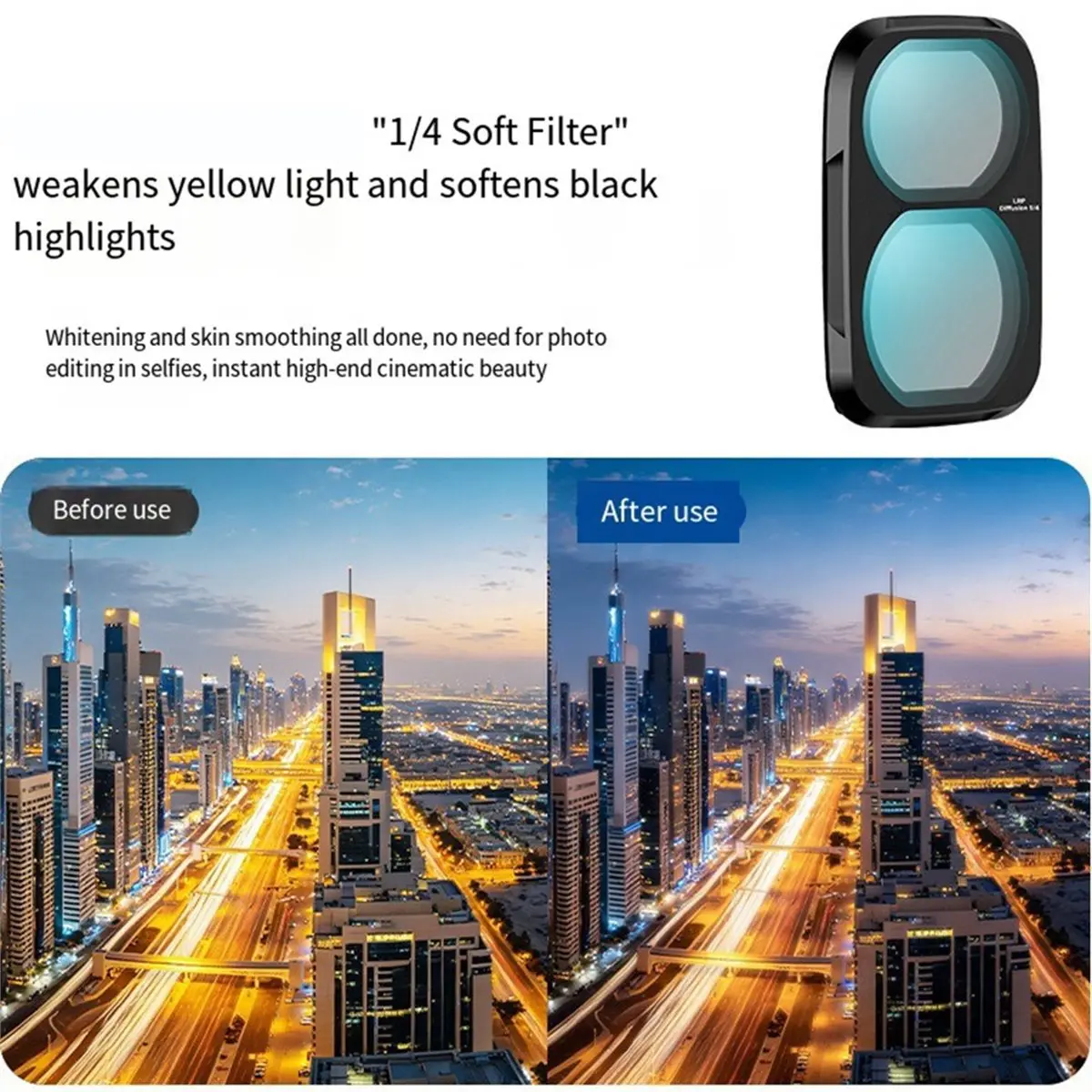 L70A Camera Filter for Pocket 4p 2-in-1 Light Pollution Reduction Black Mist 1/4 Filter