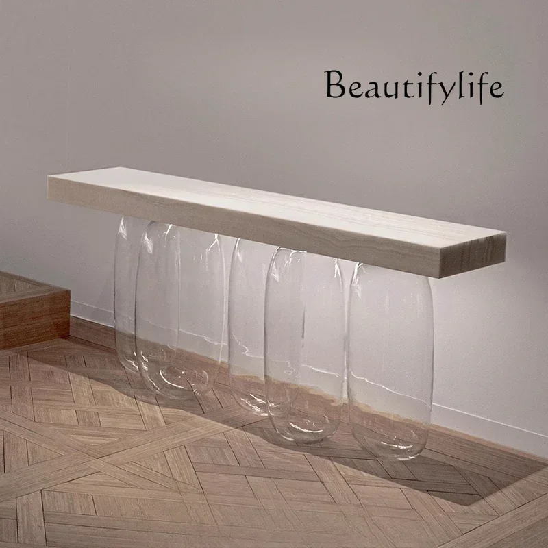 

yj7 Nordic modern designer anti-gravity glass art porch table hotel living room villa
