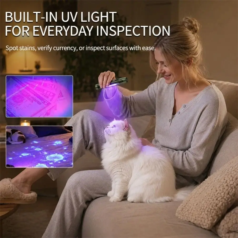 Magnetic Base LED Inspection Light Waterproof Portable Rechargeable Flashlight Dual Light Beads Clip-on UV Flashlight Inspectors