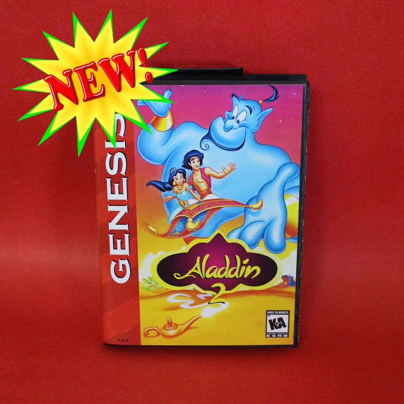Cartucho de juego Retro Aladdin 2 US Cover de 16 bits para consolas de videojuegos Sega Genesis Megadrive