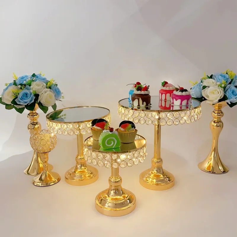 wholesale crystal transparent multi-layer cake display stand crystal cake riser wedding ornament