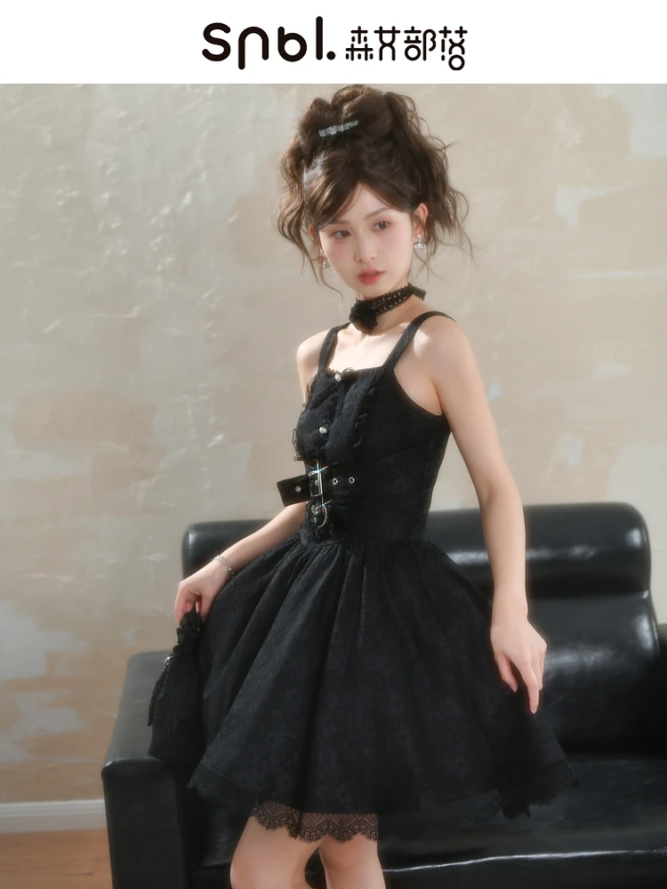 Original Lolita Style Dress Serenade Exudes A Slimming Aura In The Dress Lace Black Dress Summer Retro Gothic Girl Camisole Dres