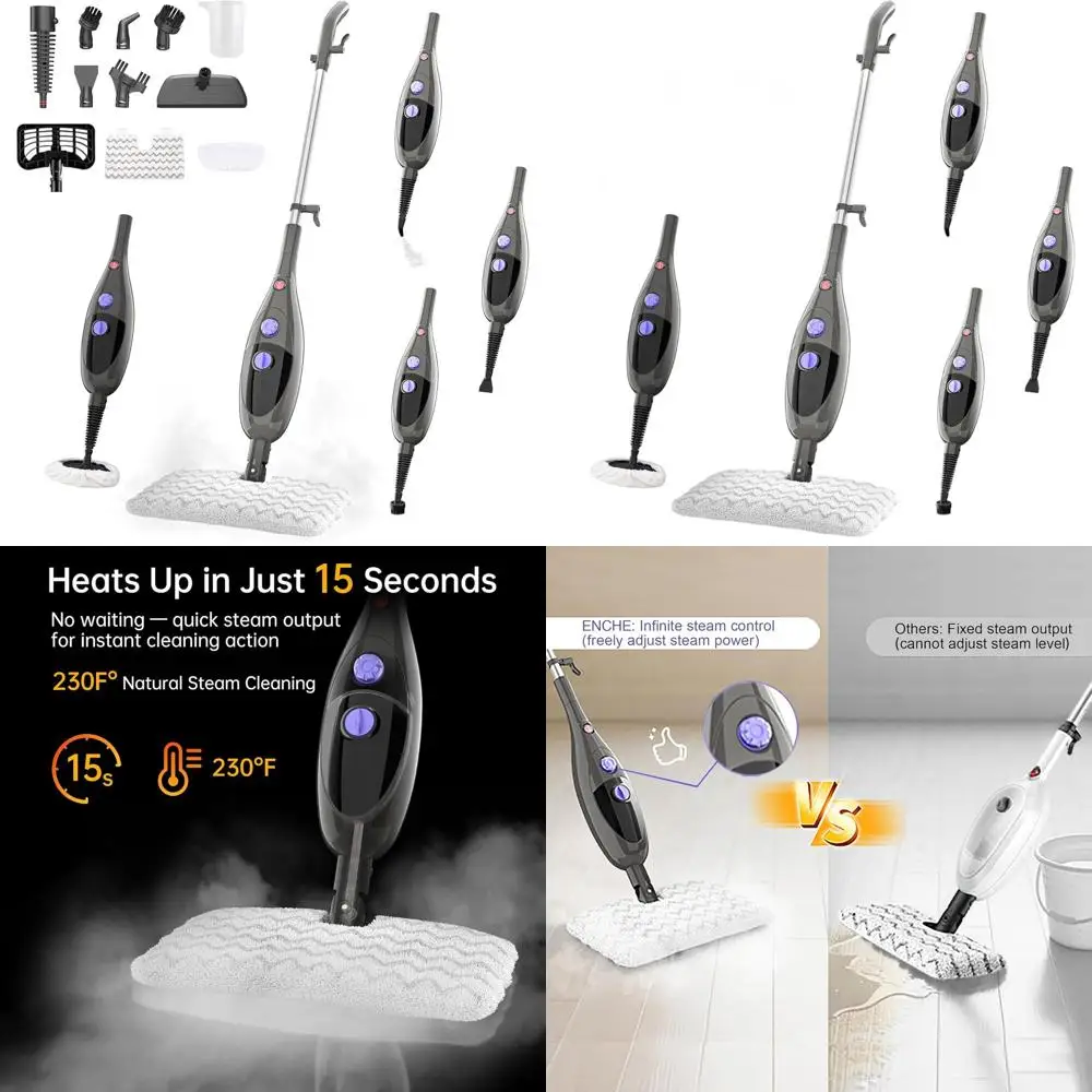 

Multi-Purpose Handheld Steam Cleaner, 12-in-1 Detachable, 15s Heat-Up, for Floors, Tiles, Carpets, Clothes, Windows, Furniture