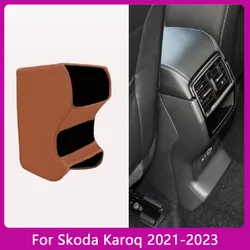 For Skoda Karoq 2021 2022 2023 Car Armrest Mat Anti Kick Pad Microfiber Leather Protection Cover Accessories