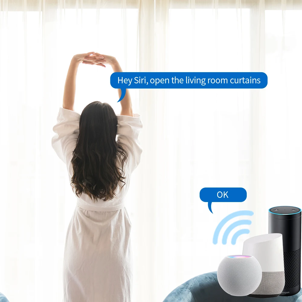 Zemismart Custom Track WiFi Homekit Smart Curtain Motor Set Alexa Google Home Yandex Alice Voice Control Electric Stage Curtain