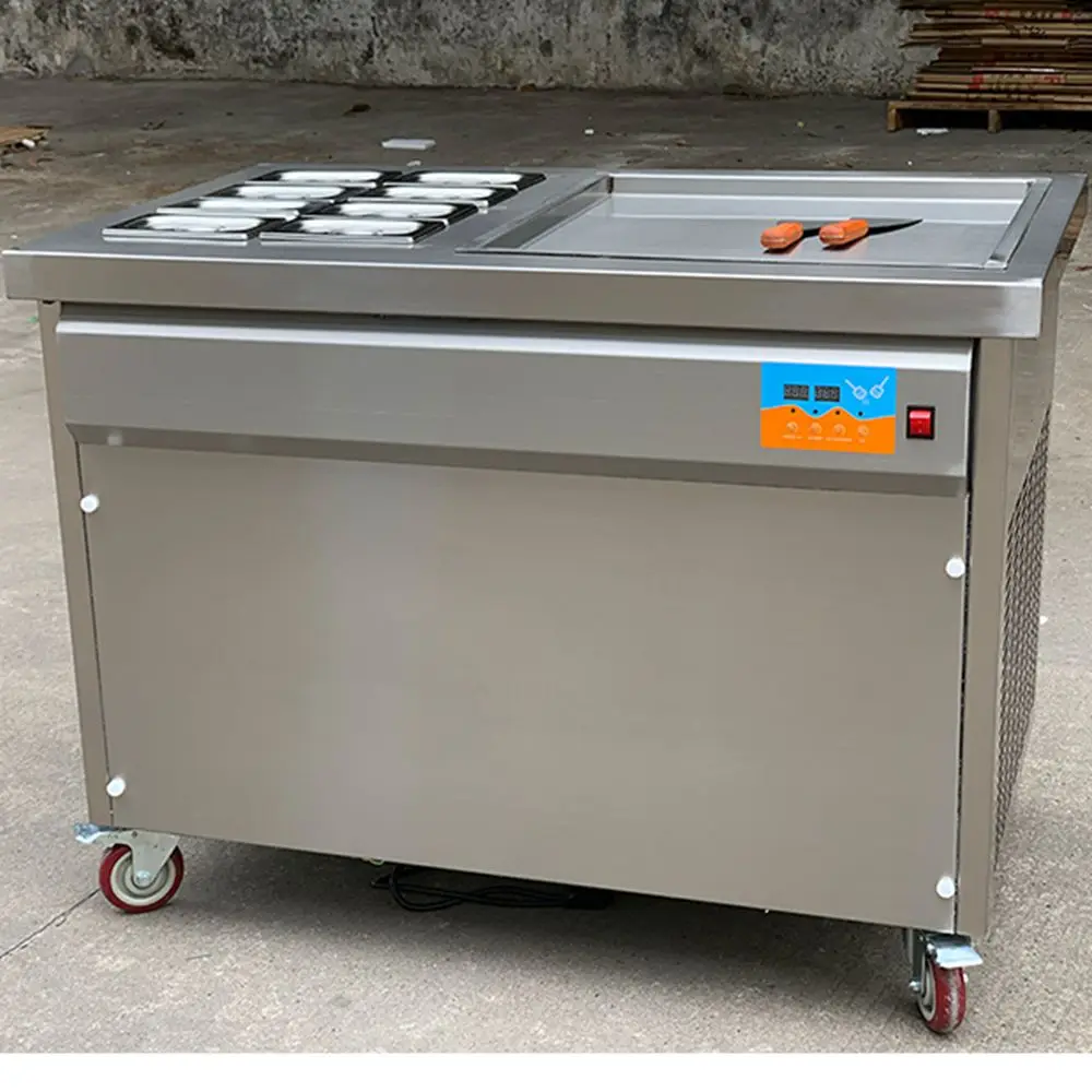 304 Stainless Steel Fully Enclosed Durable New Fried Ice Cream Machine 220V Stirred Yogurt Milk Chocolate Water Nuts Ingredients