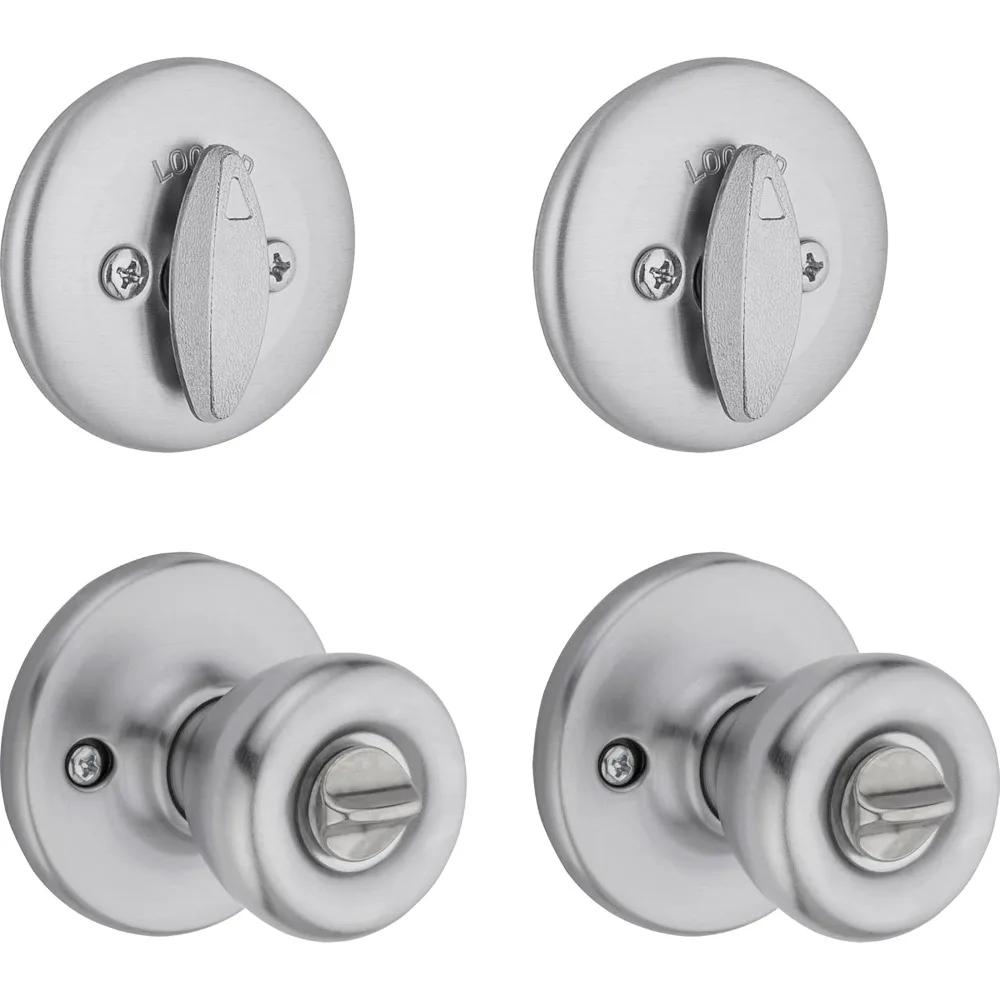 

242 Tylo Entry Knob and Single Cylinder Deadbolt Project Pack in Satin Chrome -