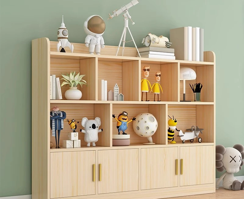 Children's solid wood bookshelf Floor shelf Multi-layer wall cabinet Locker Student storage log bookcase