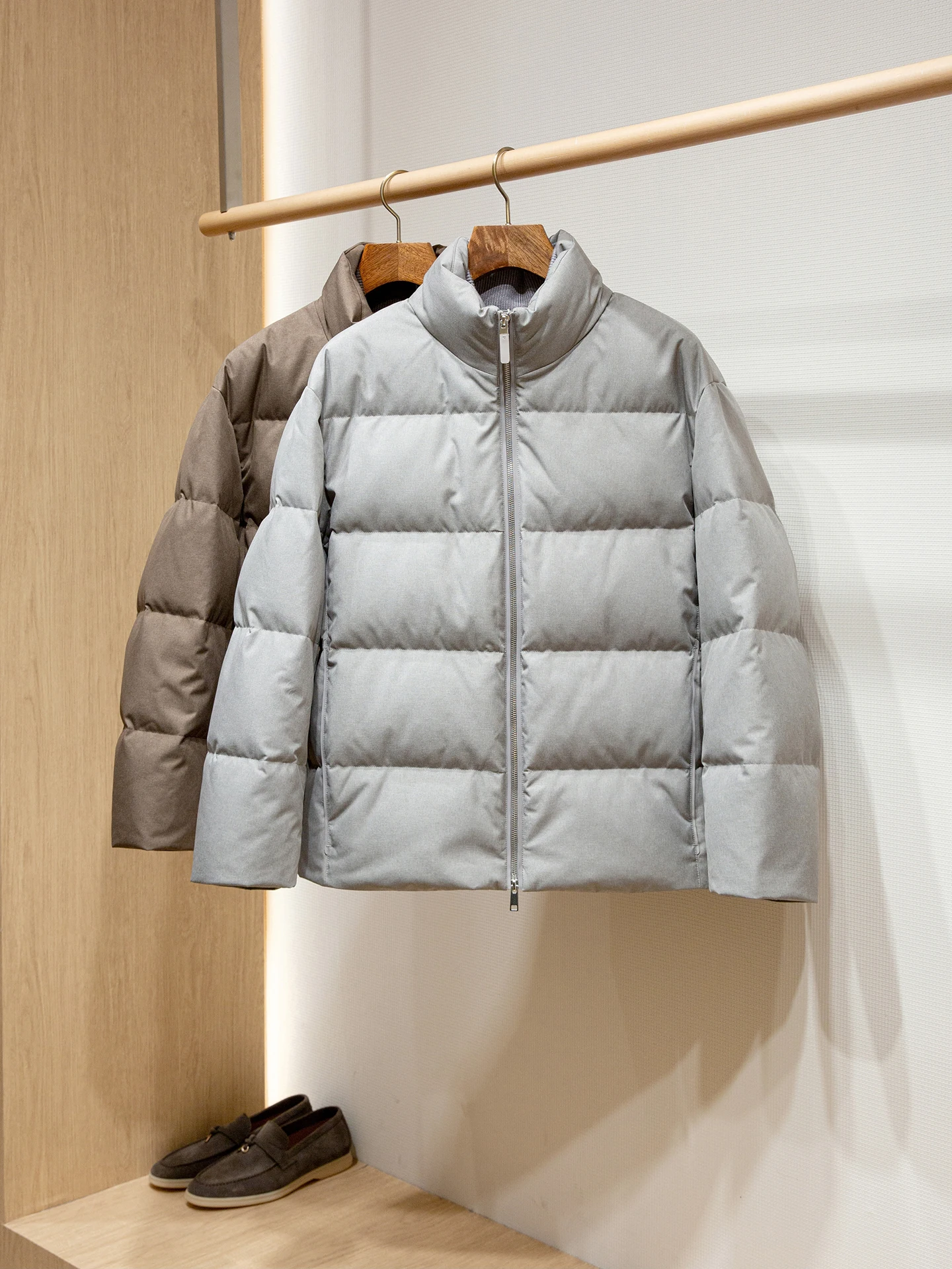 

Men's Thickened White Goose down Jacket RDS Liuqiao Sewn Duck down Outerwear Warmth Polyester Fiber Long Sleeve Zipper Closure
