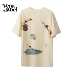 Vena Label Women Pattern Printed t-shirt Vintage Summer allentato girocollo Ropa De Mujer Ofertas top abbigliamento femminile WA004