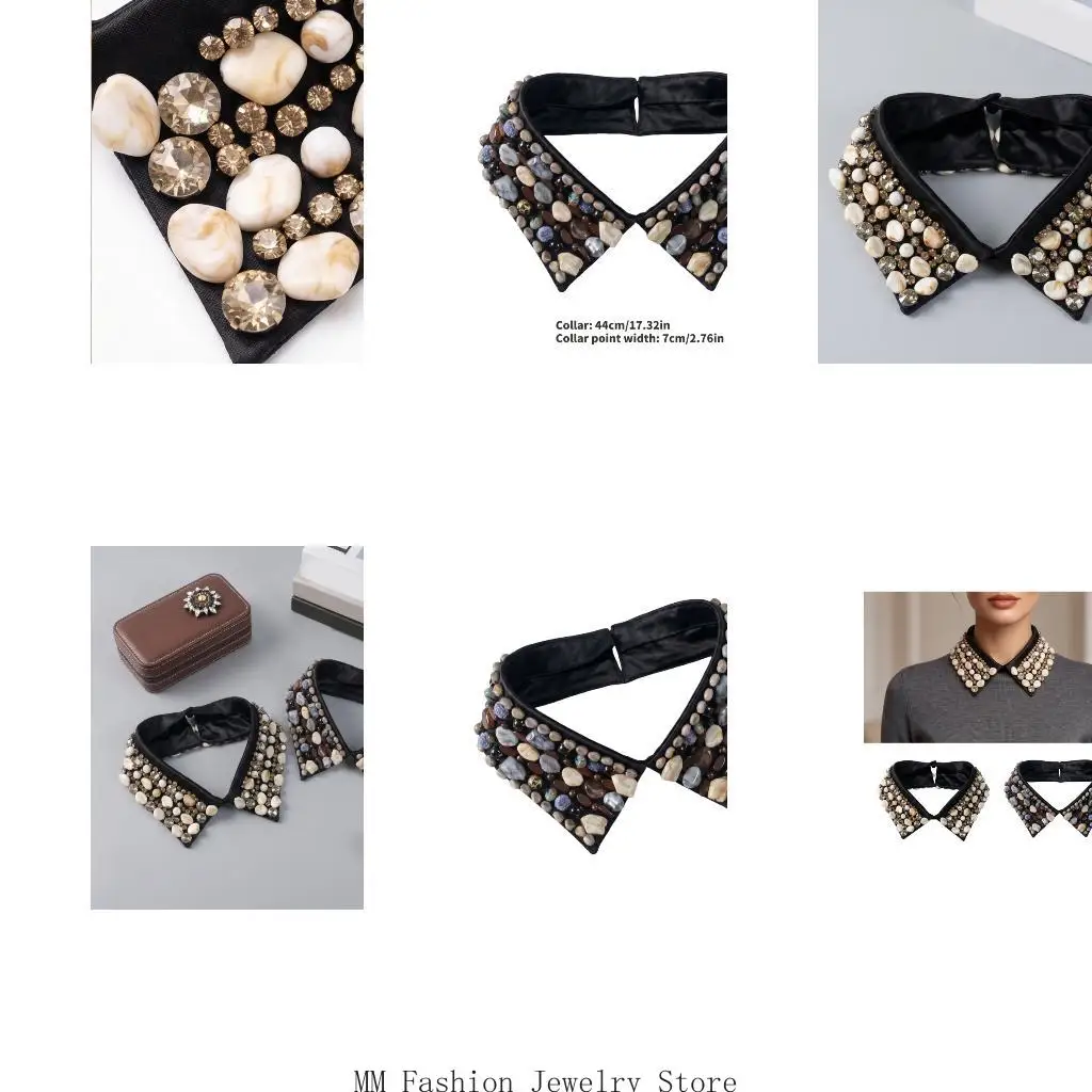 Elegant Faux Collar With Elegant Pearls Rhinestones Decors Neckpiece For Styling D0UB
