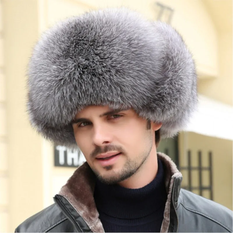 

Men's woolen hat ear outdoor warm fur middle-aged cotton