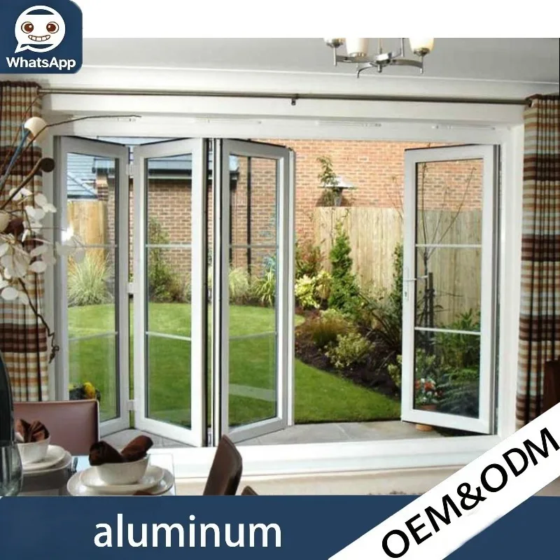 Exterior Mounted Double Outer French Bifold Door Standard Aluminum Folding Panel For Balcony And Outdoor Terrace Access