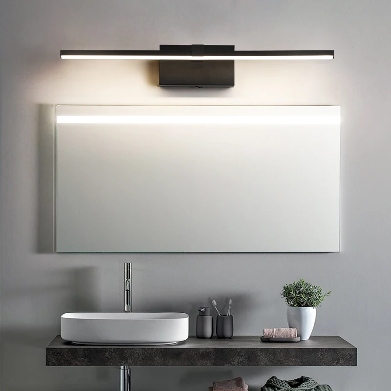 

Mirror Lamp Led Wall Lamp Bathroom Waterproof Makeup White Black Long Aluminum Wall Sconces Indoor Toilet Lighting Fixtures