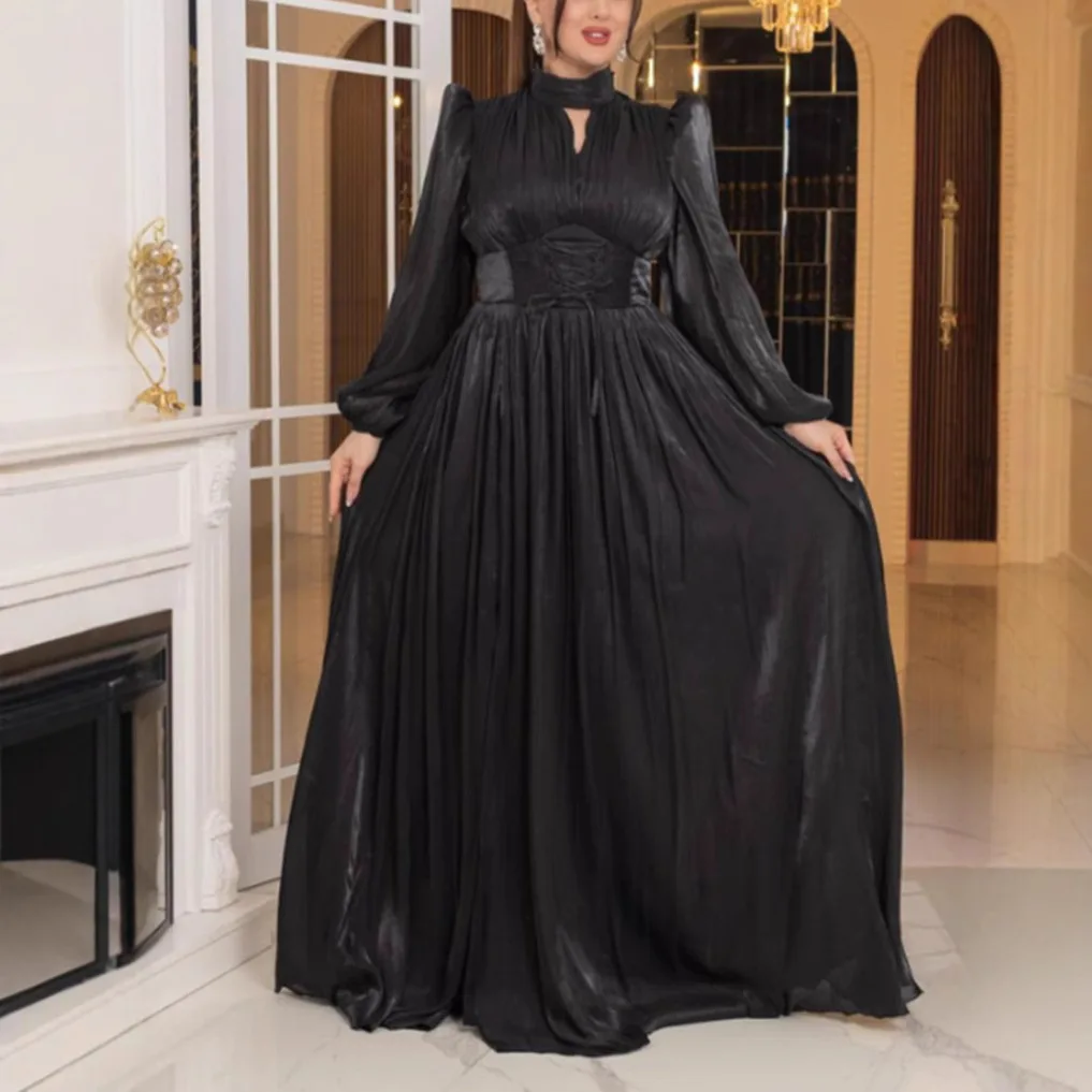 Vestido de sereia elegante de inspiração francesa, decote quadrado, malha transparente, mangas de sino, cintura justa, emagrecimento, cor sólida