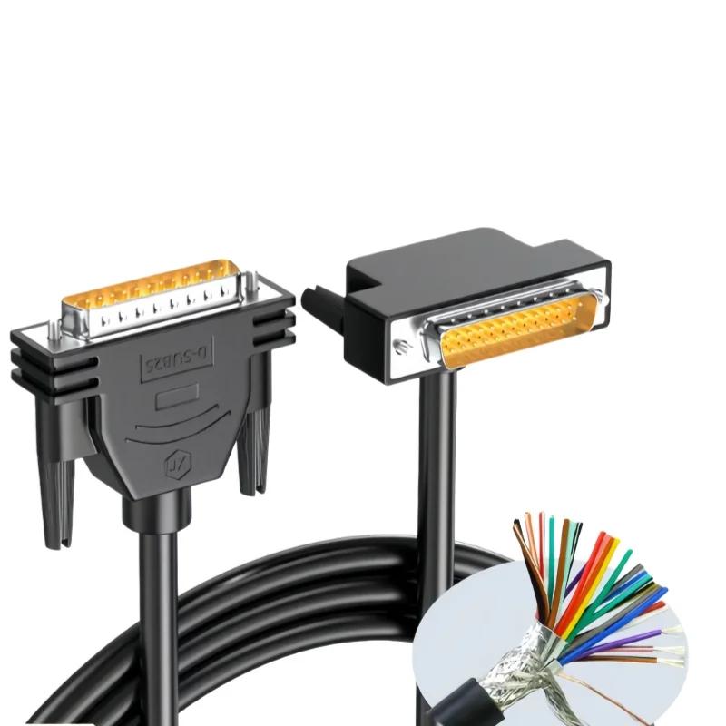 Bold DB25 line male-female 90-degree elbow 232 serial port 25-pin connection I/O communication line