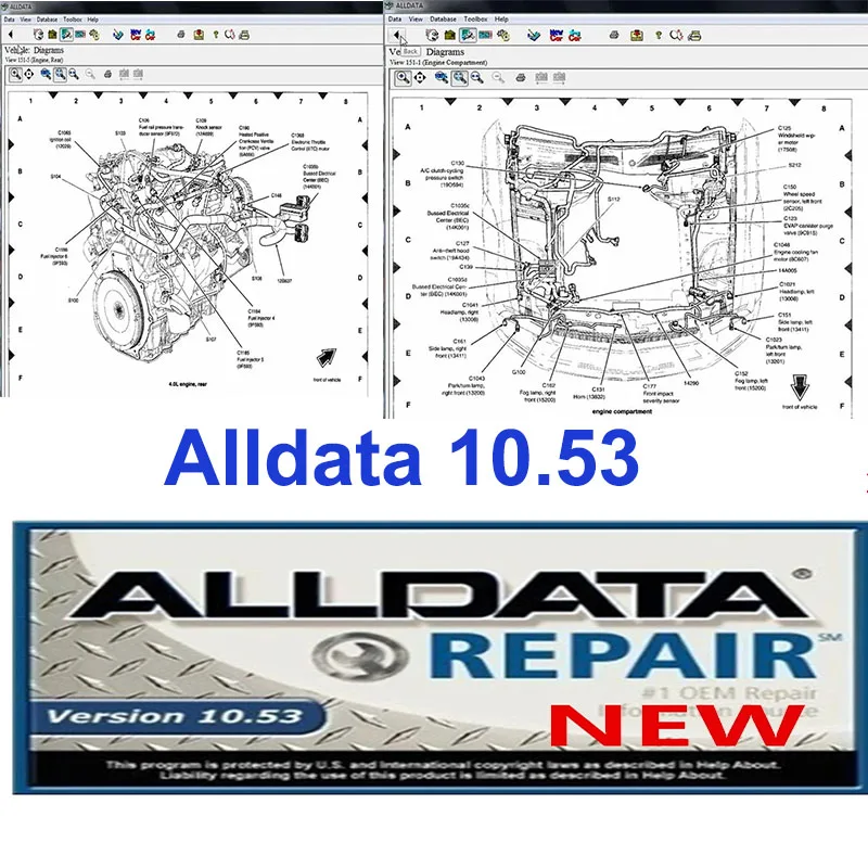 Newest Version Auto Alldata Repair Data Software Alldata 10.53 OBD2 Scanner Tools Wiring Support for Automotive Cars and Trucks