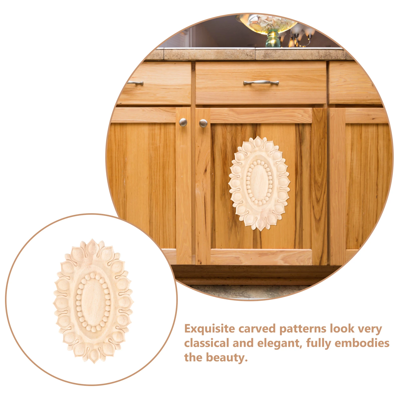 

European Carved Door Decor 23x15cm Wood Applique Unpainted Vintage Home Furniture Wall Decorative Wooden Decal