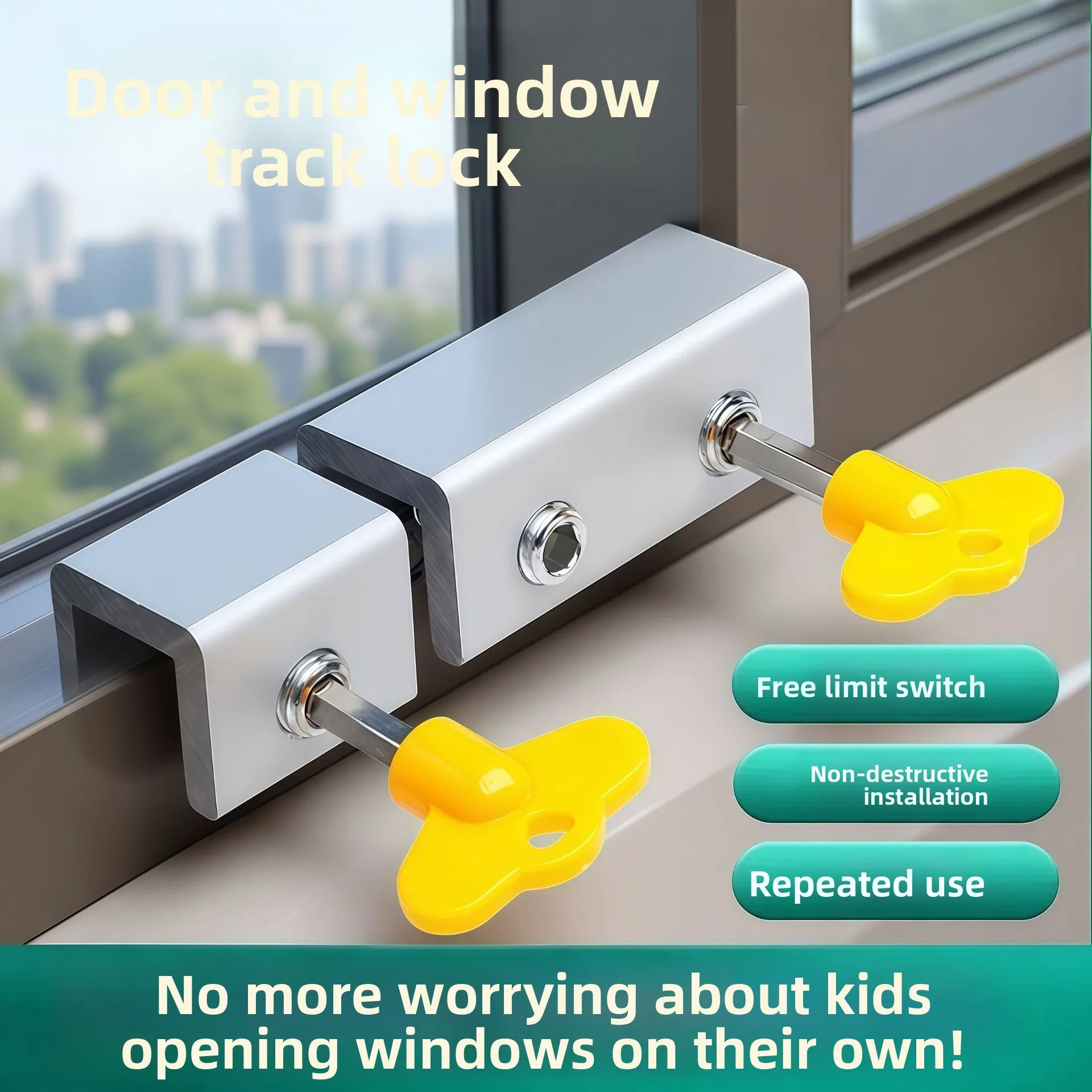 أقفال النوافذ للنوافذ الرأسية والأفقية بدون مثقاب تثبيت سدادات نافذة ألومنيوم قابلة للتعديل #2