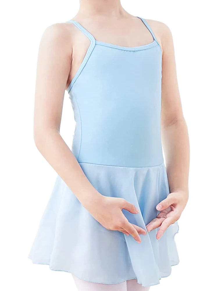 

Girls Ballet Leotard Kid Dance Dress Camisole Dance Skirted Leotard Nylon V Back Sleeveless Ballet Dress for Girls Dance Costume