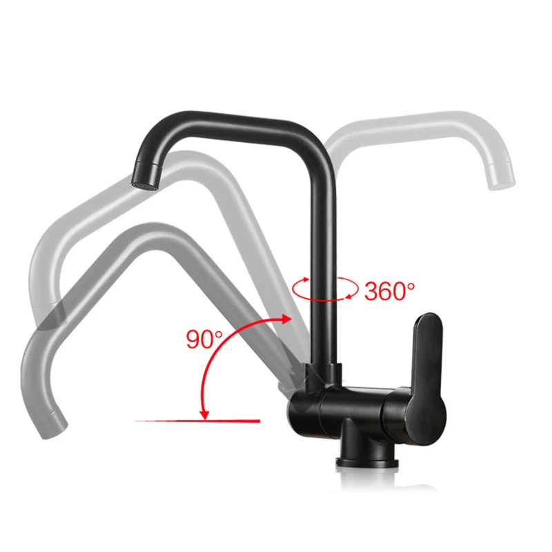 New Kitchen Rotating Faucet Folding Down Hot Cold Water Faucet Black Low Window Kitchen Mixer Faucet Single Handle Mixer Tap