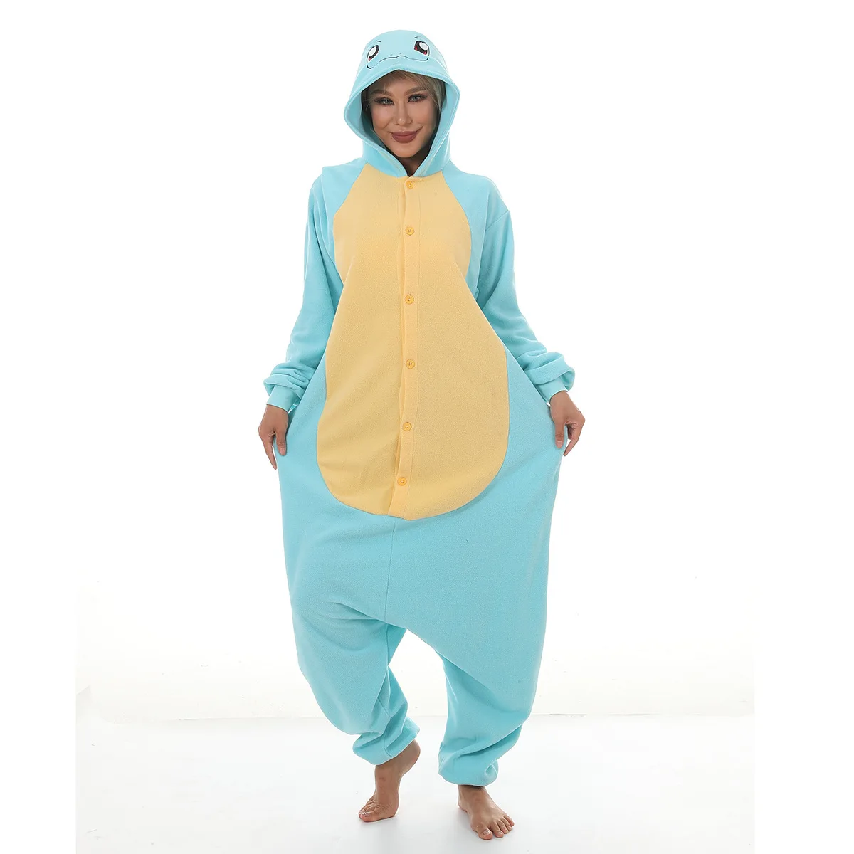 New Squirtle One-piece Pajamas Long-sleeved Cartoon Animal Pajamas Loose Casual Loungewear Autumn Winter Adult Homewear