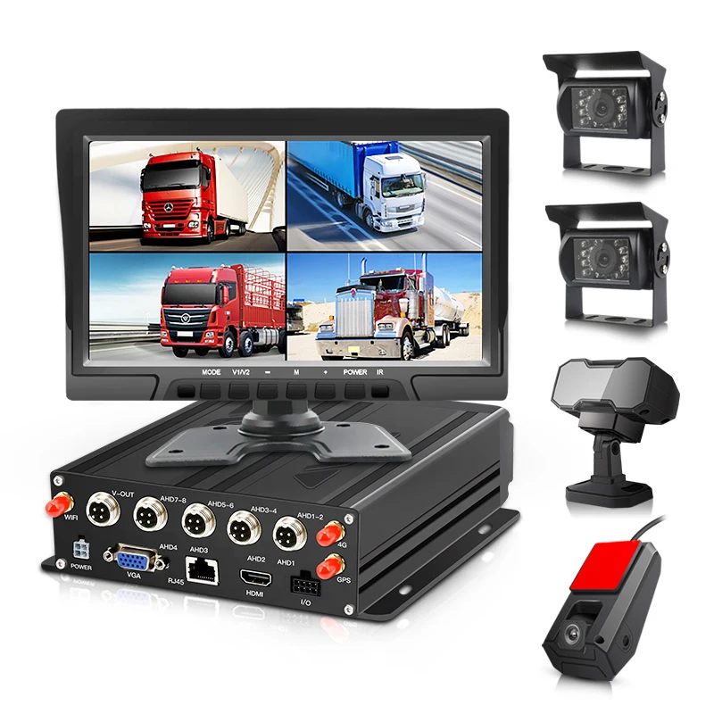 Truck Bus ADAS DSM Video Camera MDVR System 4CH 3G 4G GPS WIFI SD DVR 1080P Reversing Camera