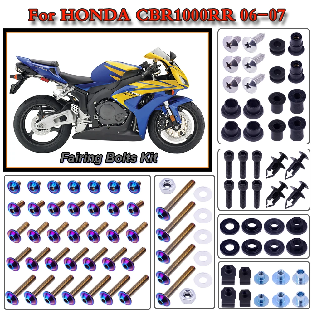 

Motorcycle Stainless Complete Bodywork Fairing Bolt Kit Screws Clip For HONDA CBR1000RR 2006-2007