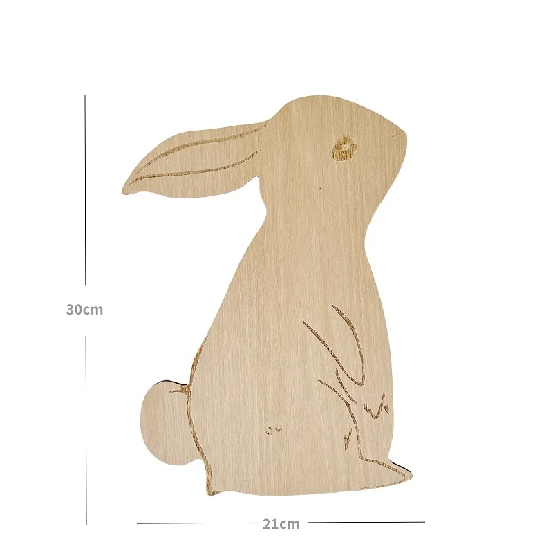 Wooden Bunny Wall Decoration Children\'s Shooting Props Rabbit Wall Sticker Large Size Wood Cover Bayby Room Party Layout Deco