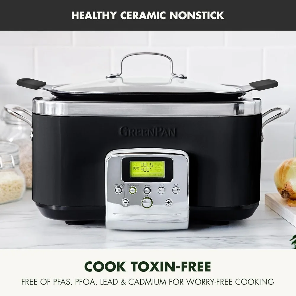 Elite 8 - in -1 Programmable 6QT Electric Slow Cooker, Dishwasher Safe Lid & Removable Crock