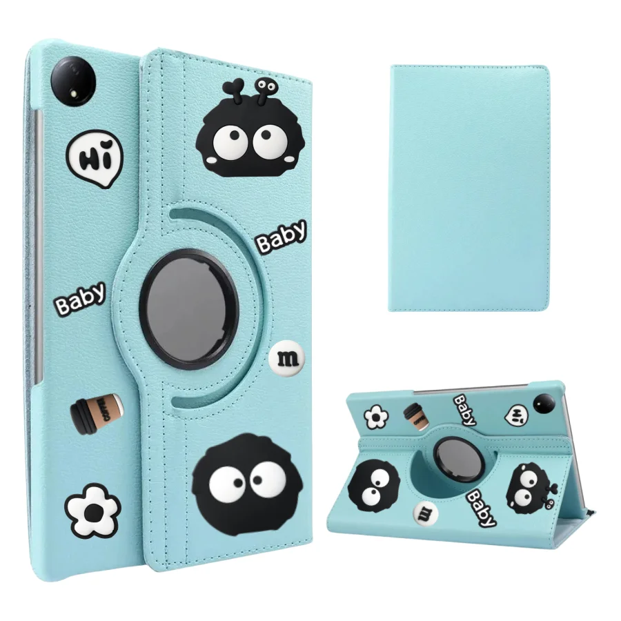For Xiaomi Redmi Pad SE 8 7 Case DIY Cartoon Black Briquettes 360° Rotating Stand Tablet Case For Xiaomi Redmi Pad SE 11 Case