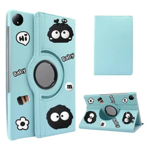 For Xiaomi Redmi Pad SE 8 7 Case DIY Cartoon Black Briquettes 360° Rotating Stand Tablet Case For Xiaomi Redmi Pad SE 11 Case