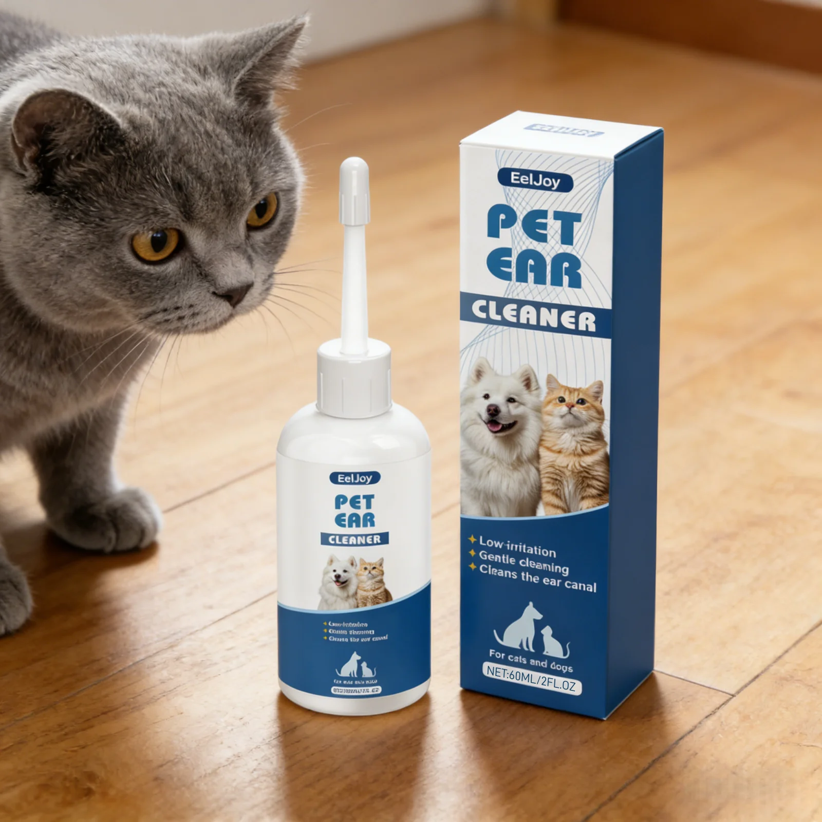 EelJoy Pet Ear Cleaner Odor Elimination Long Lasting Freshener Prevent Infections Natural Organic Ear Cleaning Solution for Pets