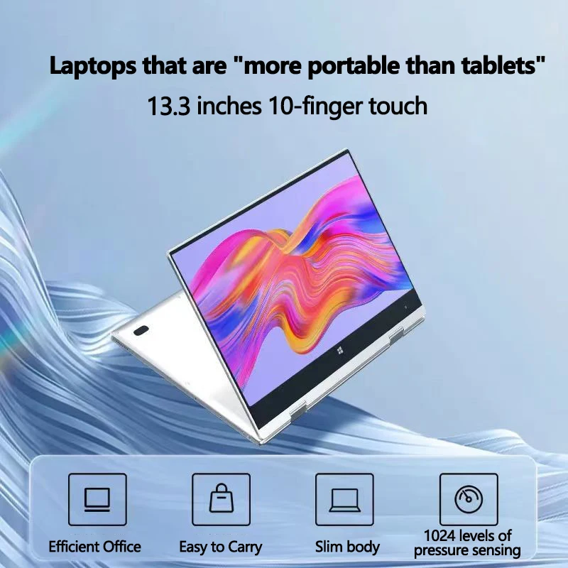 Laptop Intel N4000 13,3 Zoll 360° °   Flips 4000 mAH HD-Kamera 2,6 GHz Touchscreens 6 GB RAM 2 TB SSD DDR4 Win11 tragbares Tablet