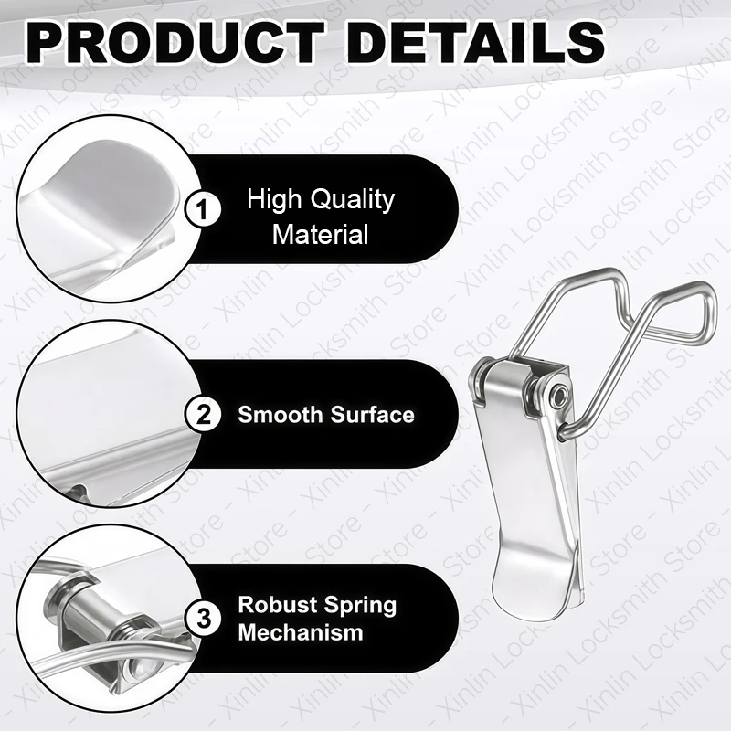 2/4/6/8 Pieces J115B Spring Loaded Toggle Hasp Latch Iron Clamp Clip Lock Silver Duck Mouth Latch for Tool Box Chest Wooden Case