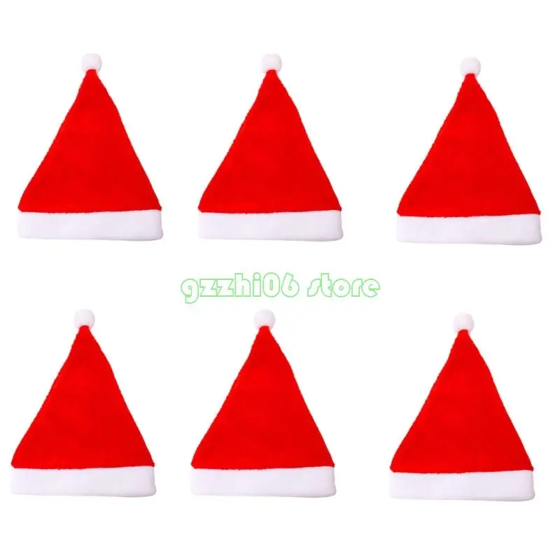 T5UF Short Plush Santa Hats Soft Comfortable Christmas Cap For Holiday Family Festival Event Gathering Photography Headwear