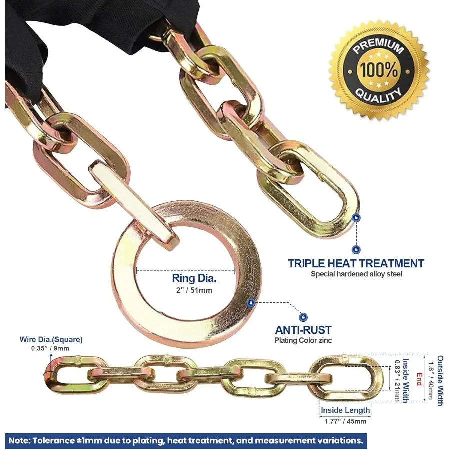 سلسلة أمان شديدة التحمل بسمك 15 قدم × 3 8 بوصة للحماية الآمنة للمولدات والدراجات الهوائية والمركبات ذات العجلتين المضادة للسرقة CutProo